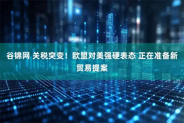 谷锦网 关税突变！欧盟对美强硬表态 正在准备新贸易提案