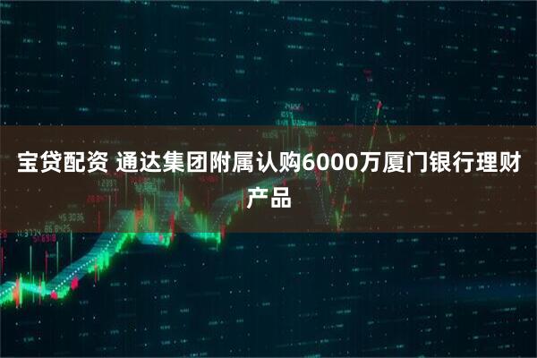 宝贷配资 通达集团附属认购6000万厦门银行理财产品