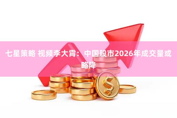 七星策略 视频李大霄：中国股市2026年成交量或略降