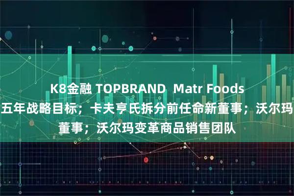 K8金融 TOPBRAND  Matr Foods获融资；喜力发布五年战略目标；卡夫亨氏拆分前任命新董事；沃尔玛变革商品销售团队